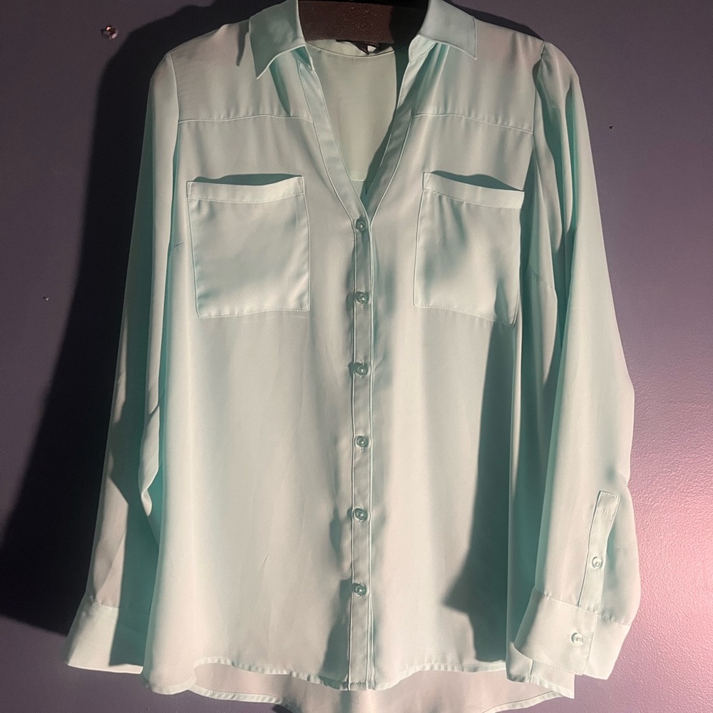 Express Green Button Down Shirt Relaxed Fit